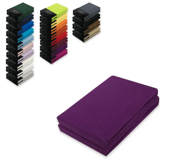 EXKLUSIV HEIMTEXTIL Jersey Spannbettlaken Doppelpack Rundumgummizug 200 x 220 cm Lila Lila 200 x 220