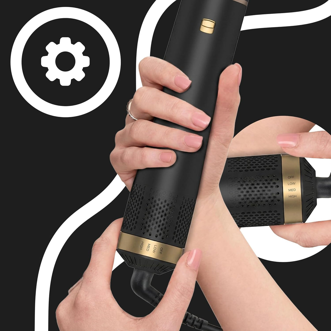 Retoo Thermobürste 5 in 1, Thermal Brush Blowout Haarstyler mit Lockenaufsätzen, Lockenbürste für Vo