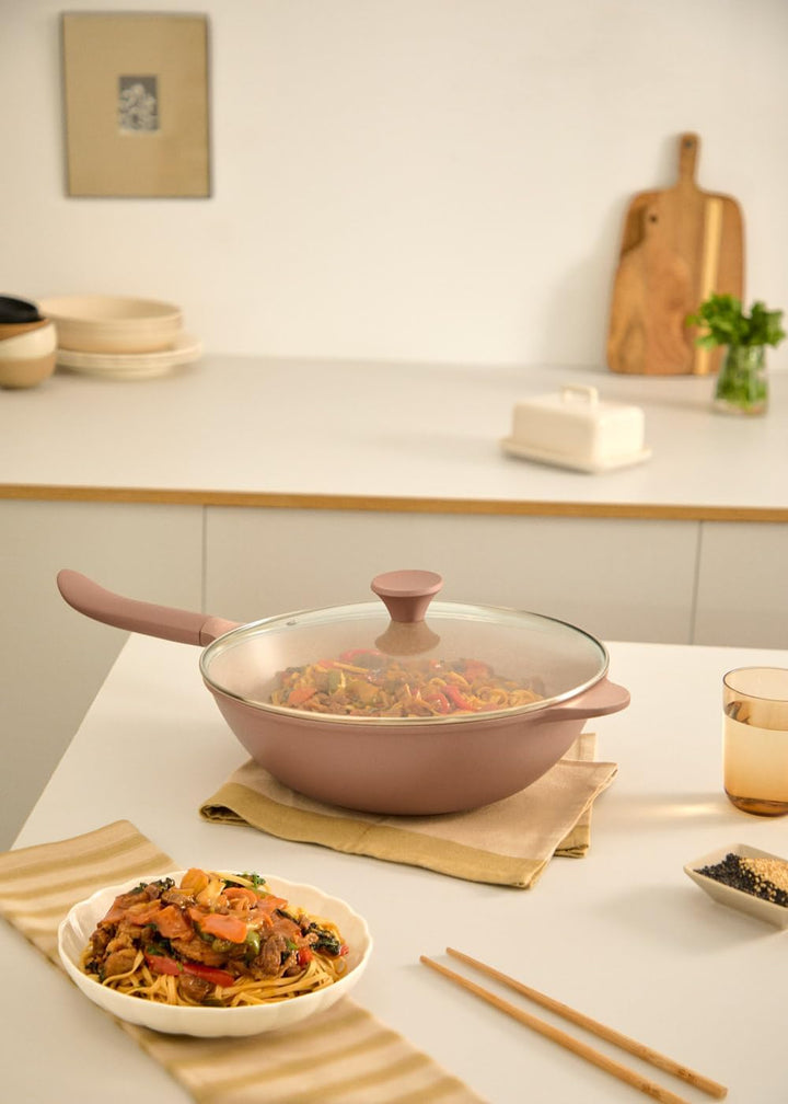 CREATE / WOK STUDIO/Wok aus Aluminiumguss mit Keramikbeschichtung Mokka/Für alle Herdarten geeignet,