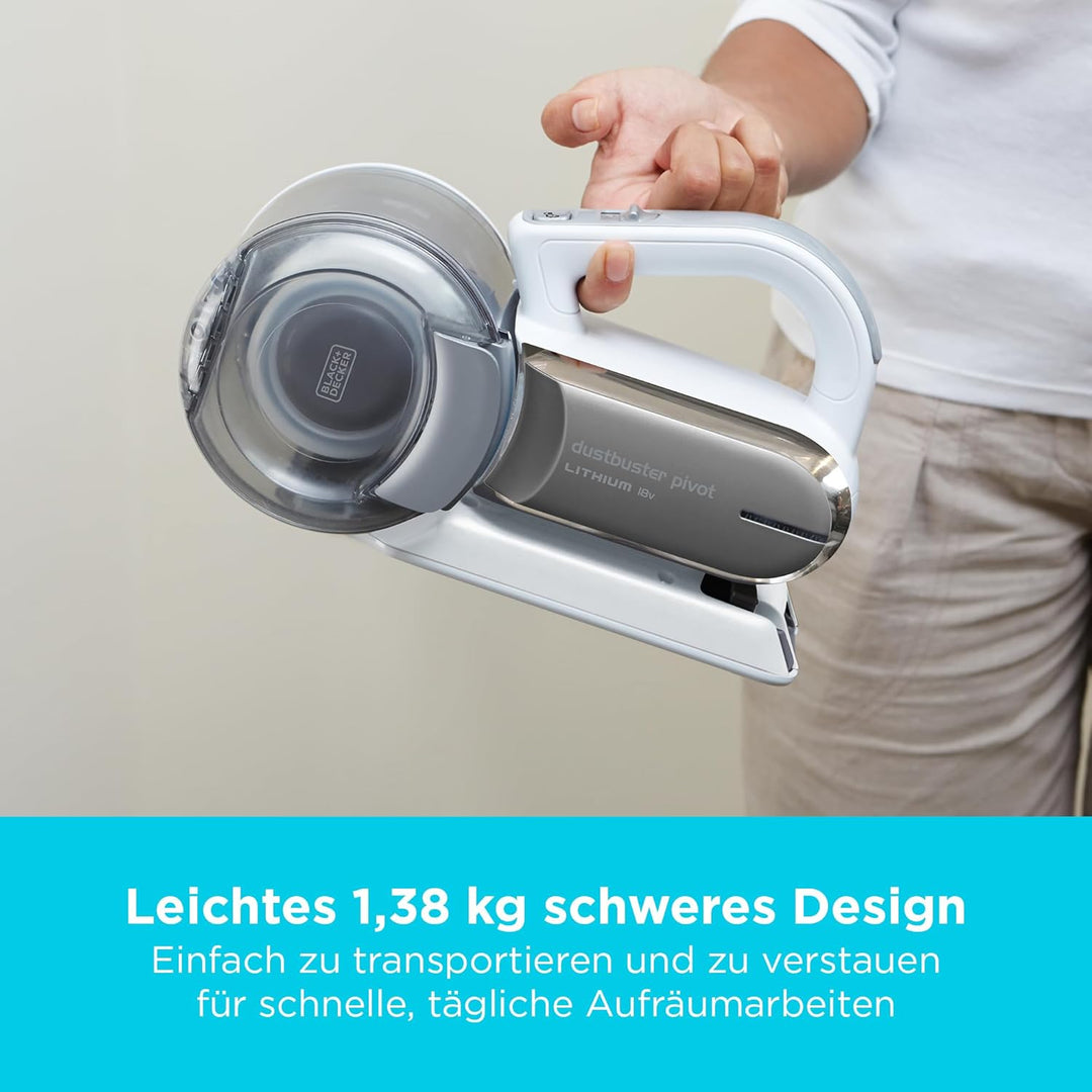 Black+Decker Lithium Dustbuster Pivot PV1820L – Akku-Handstaubsauger mit Multi-Positions-Saugvorrich