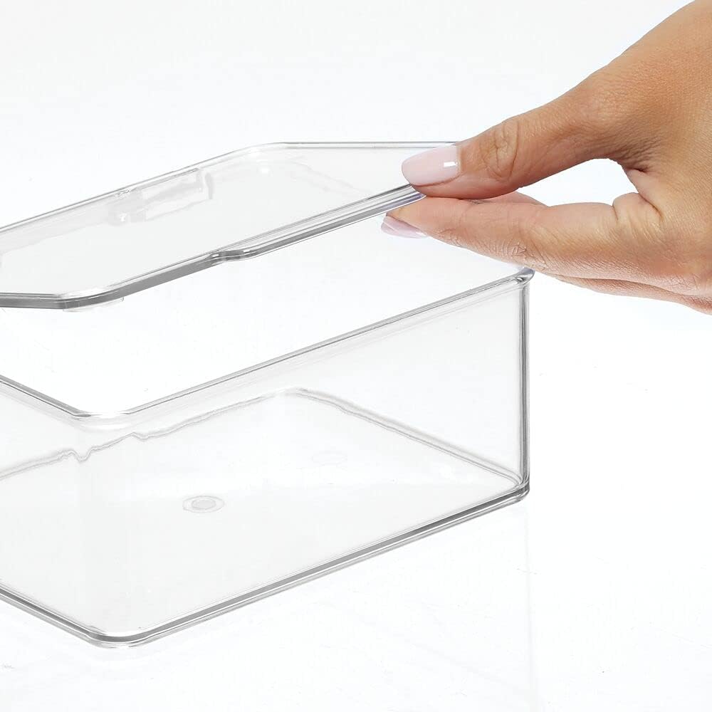 mDesign 2er-Set Küchen Organizer mit Deckel – Vorratsdosen für Küchenregal und Vorratskammer – stape