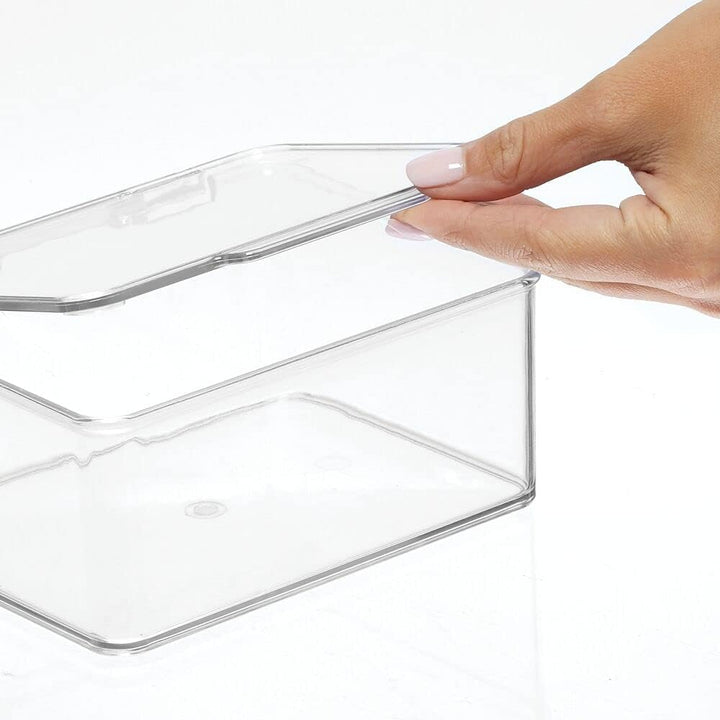 mDesign 2er-Set Küchen Organizer mit Deckel – Vorratsdosen für Küchenregal und Vorratskammer – stape