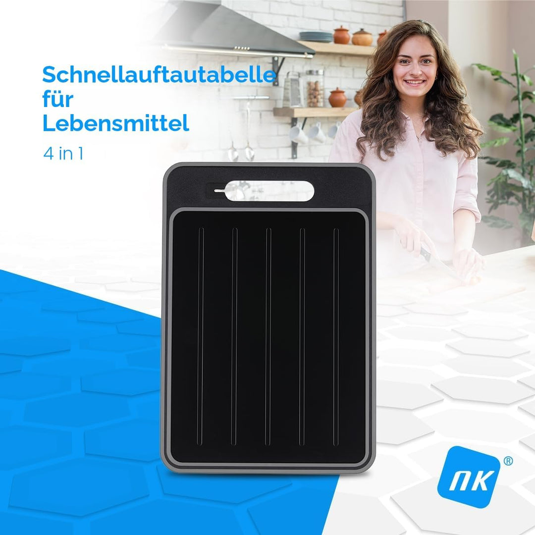 NK Auftaubrett für Lebensmittel + Schneidebrett (4-in-1), Auftauen, Schneiden, Reiben von Gewürzen u