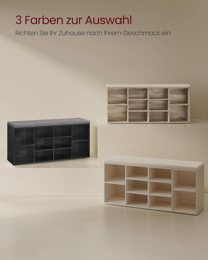 VASAGLE Custos Kollektion - Schuhbank, Schuhregal mit Sitzfläche, Sitzbank mit Stauraum, gepolstert,