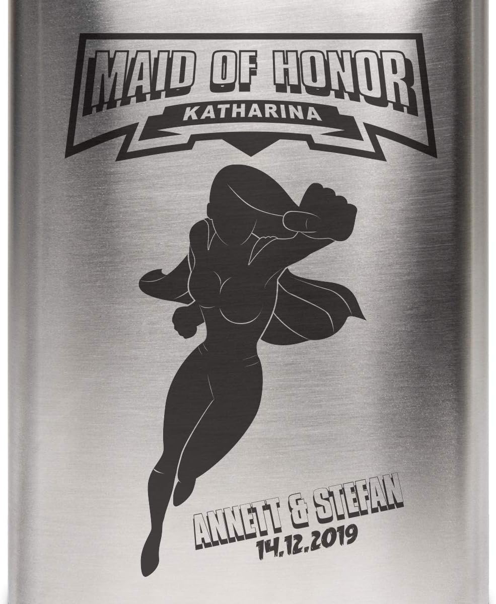 Flachmann Edelstahl 237 ml 8 oz individuelle Gravur Geschenk - Maid of Honor, Maid Of Honor