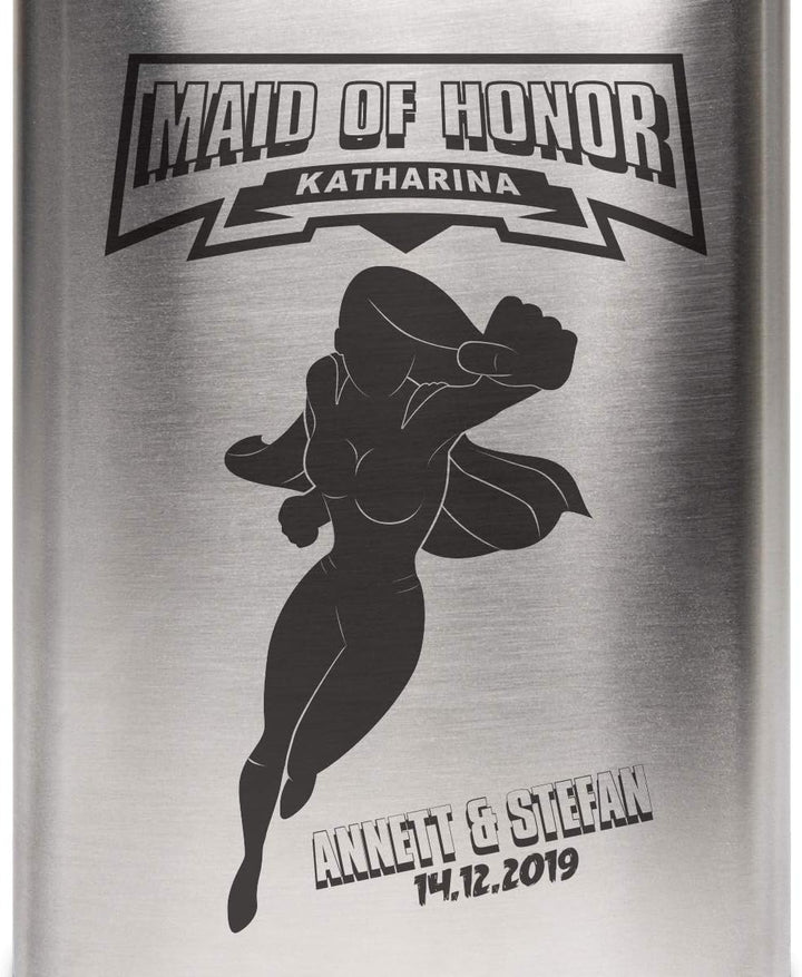 Flachmann Edelstahl 237 ml 8 oz individuelle Gravur Geschenk - Maid of Honor, Maid Of Honor