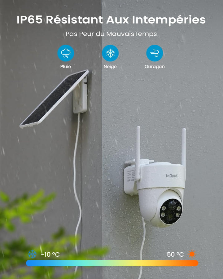 ieGeek 2K Überwachungskamera Aussen Solar: 360° PTZ Kamera Überwachung Aussen, 2.4GHz Aussenkamera W