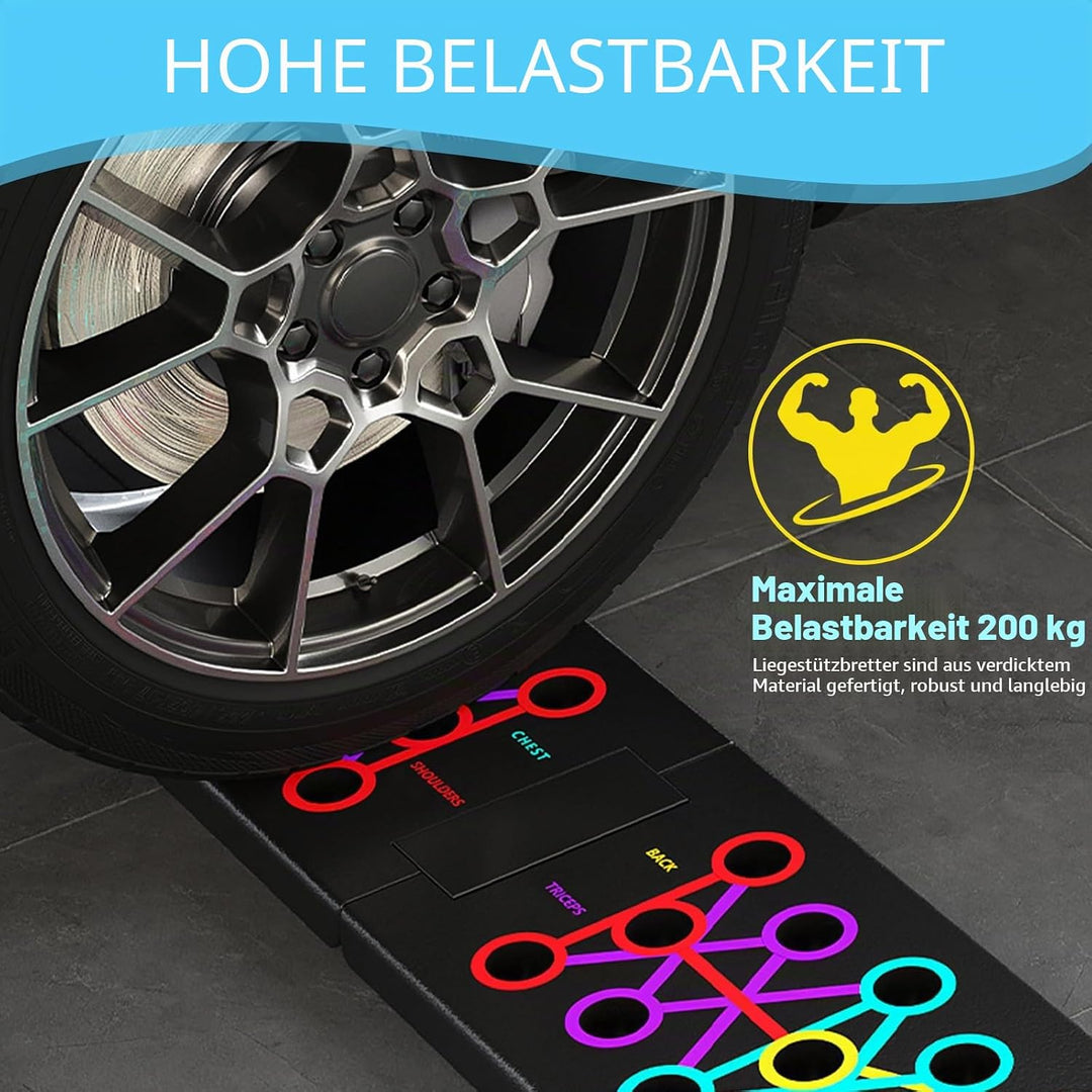Liegestützbrett Push Up Board Faltbar Tragbar Liegestütze Brett mit Rutschfeste Silikongriffe Fitnes