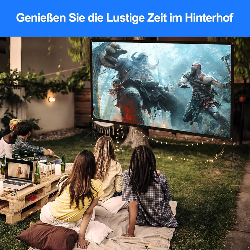 VISULAPEX 120" Leinwand Beamer mit Stand HD 4K, 16: 9, 160°Betrachtung Leinwand Beamer mit Stativ Sc