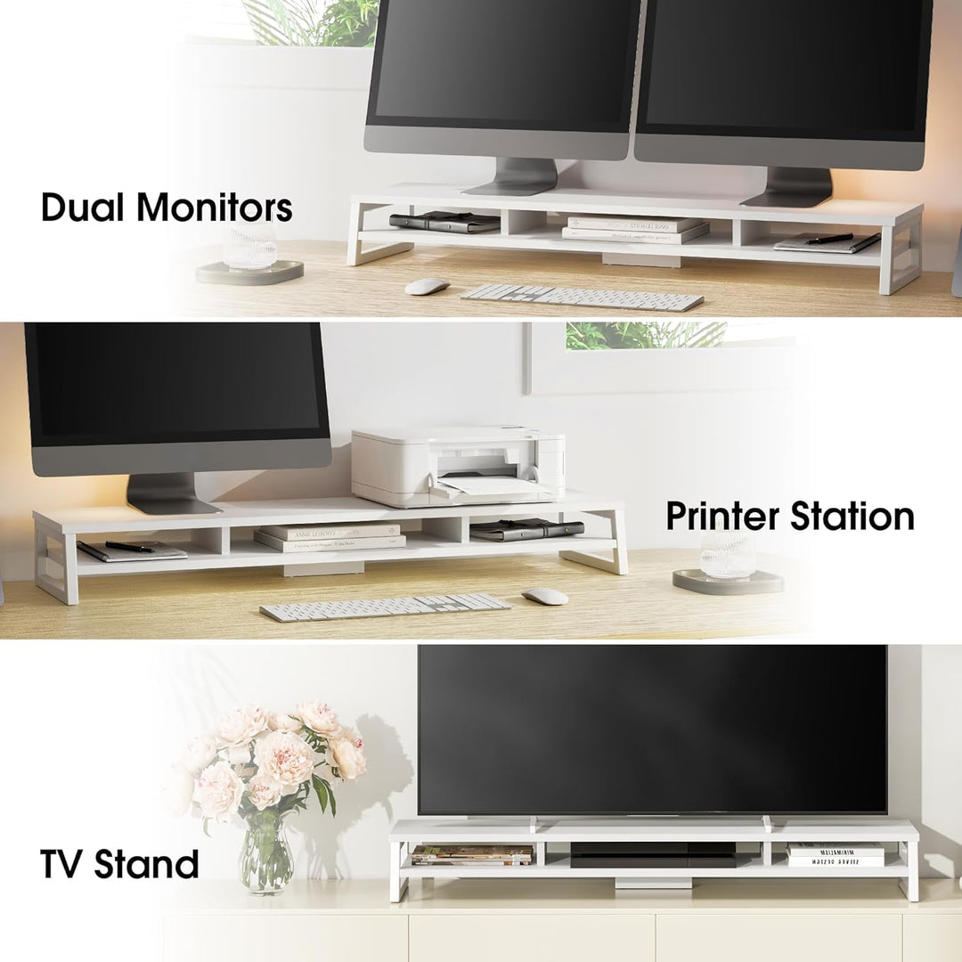 Fenge Dual Monitorständer Riser 108cm Grosse Computer Bildschirmständer für PC/Laptop/Fax/Drucker/TV