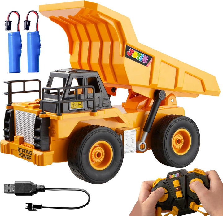 JOYIN Ferngesteuerter LKW Muldenkipper, 2,4 GHz RC Kipplaster Traktor Bagger Spielzeug mit Licht und