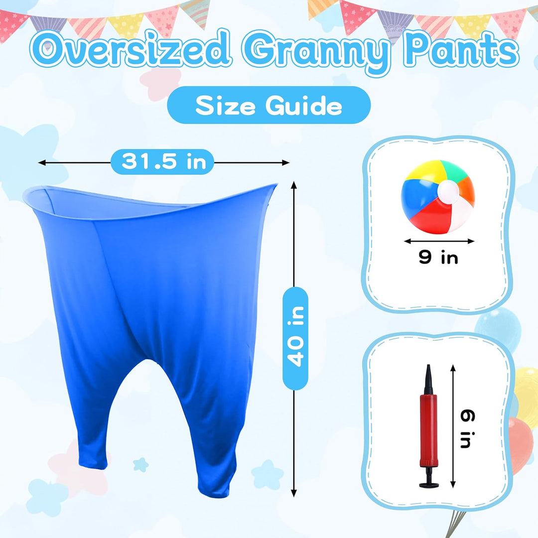 Granny Pants Yard Game 2er Set, Fanghosen-Spiel für Erwachsene, 2 Riesige Hosen, 12 Aufblasbare Rain