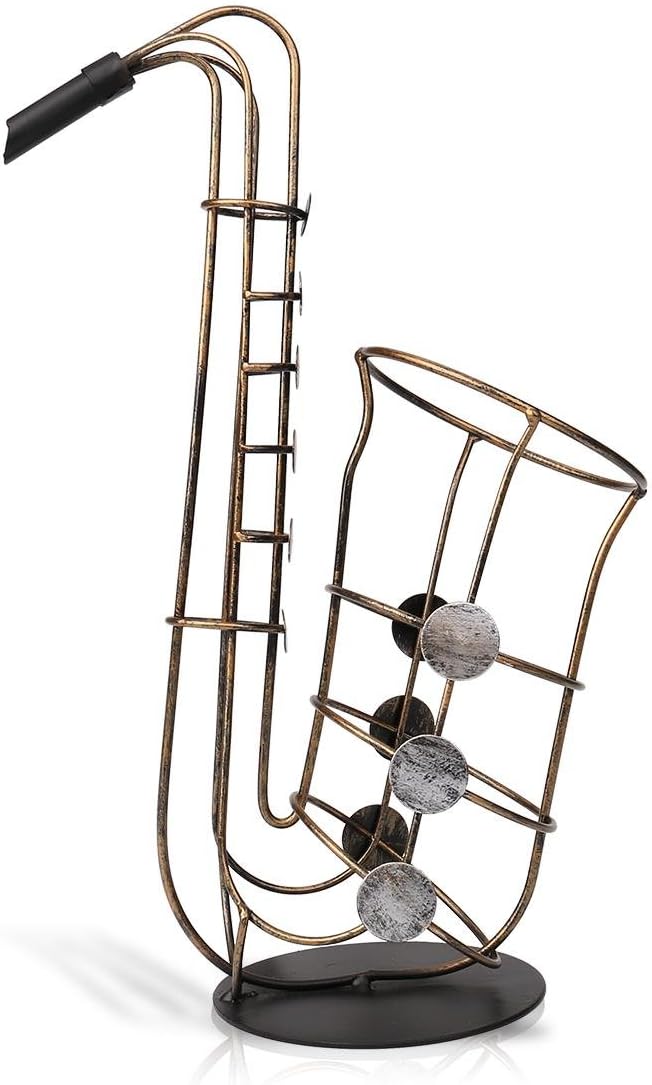 Tooarts Saxophon Weinflaschenhalter Getränkeflaschehalter Metall-Skulptur