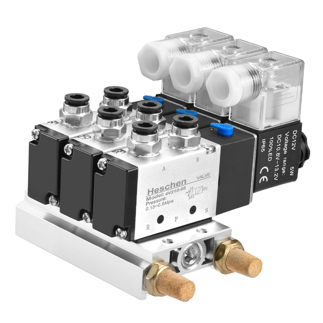 Heschen Elektrisches pneumatisches Dreifach-Magnetventil, 4V210–08, DC12V, PT1/4'', 5-Wege, 2 Positi