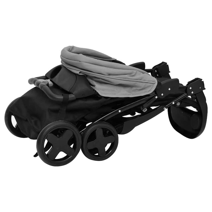 vidaXL 3-in-1 Kinderwagen Hellgrau und Schwarz Stahl, Grau