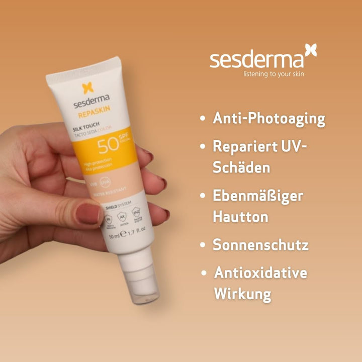 REPASKIN FACIAL SPF50 tacto seda con color 50 ml
