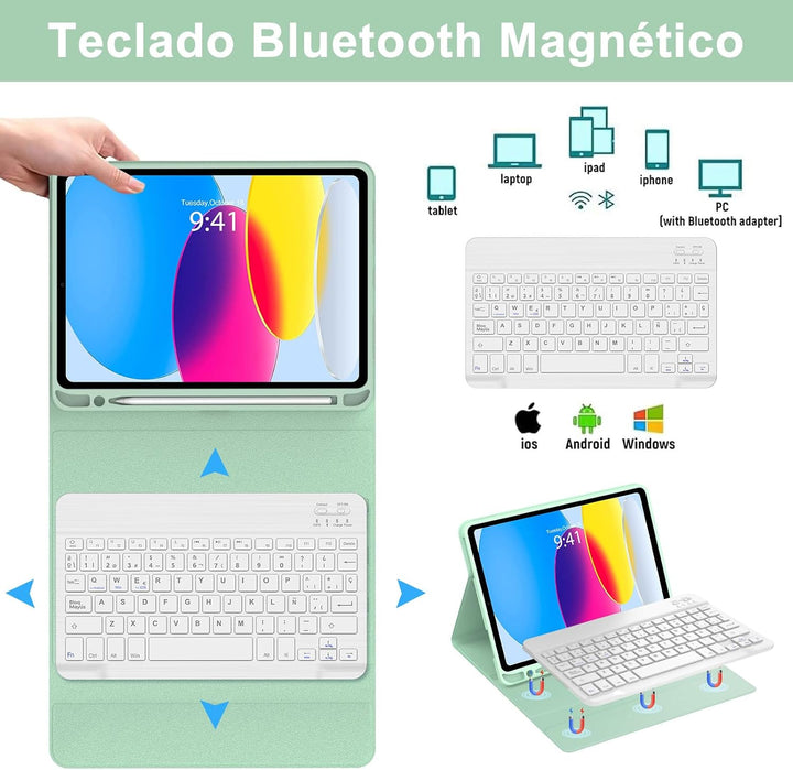WINCHKING Tastatur Hülle für Lenovo Tab P12 12.7 Zoll 2023, Tastatur für Lenovo Tab P12 Tablet, 7 Fa