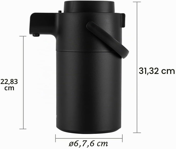 Tiken 3L Pumpkanne Thermoskanne Edelstahl Doppelwandige Vakuum Isolierkanne Schwarz 3000 ml, Schwarz