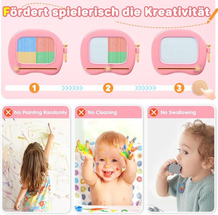 Maltafel Zaubertafel Spielzeug ab 1 jahr Mädchen, bunte Magnetische Zeichentafel mit 4 Beine, pädago