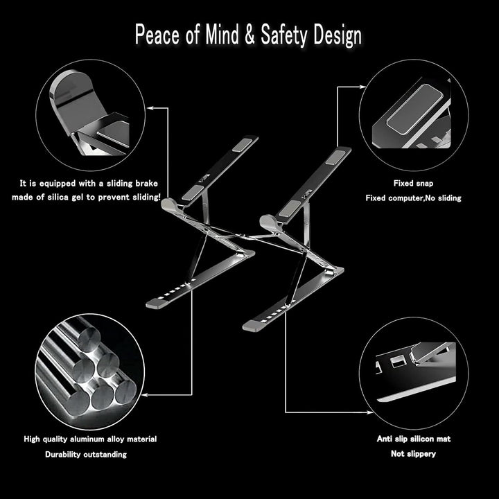 Dogfish Laptop Ständer, 9+7-Stufe Höhenverstellbarer Laptop Stand, Aluminium Belüfteter Notebook Stä