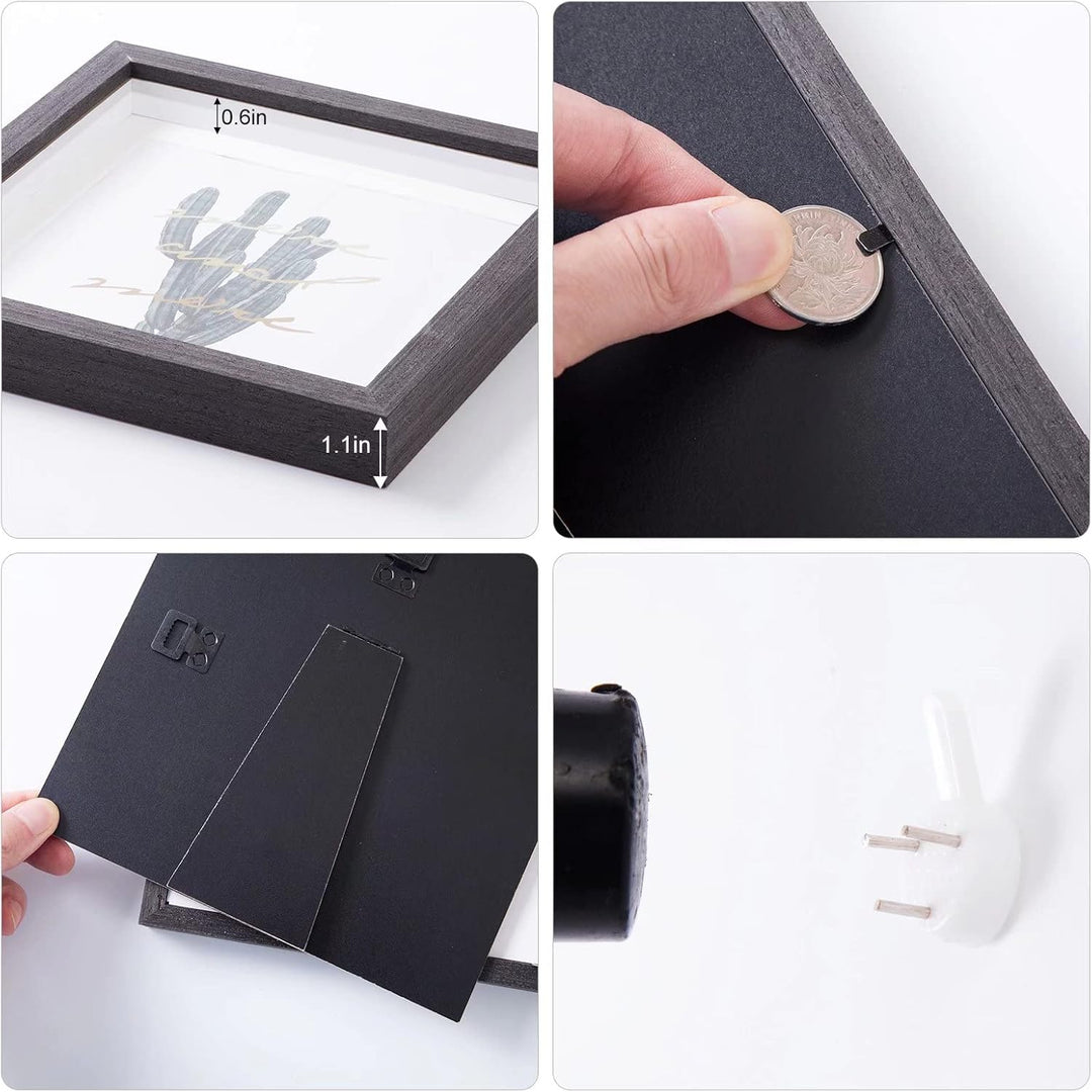 Dohomi 3D Schwarzer Bilderrahmen Quadratisch 20x20cm 3 Pack Schattenbox Fotorahmen Hergestellt aus M