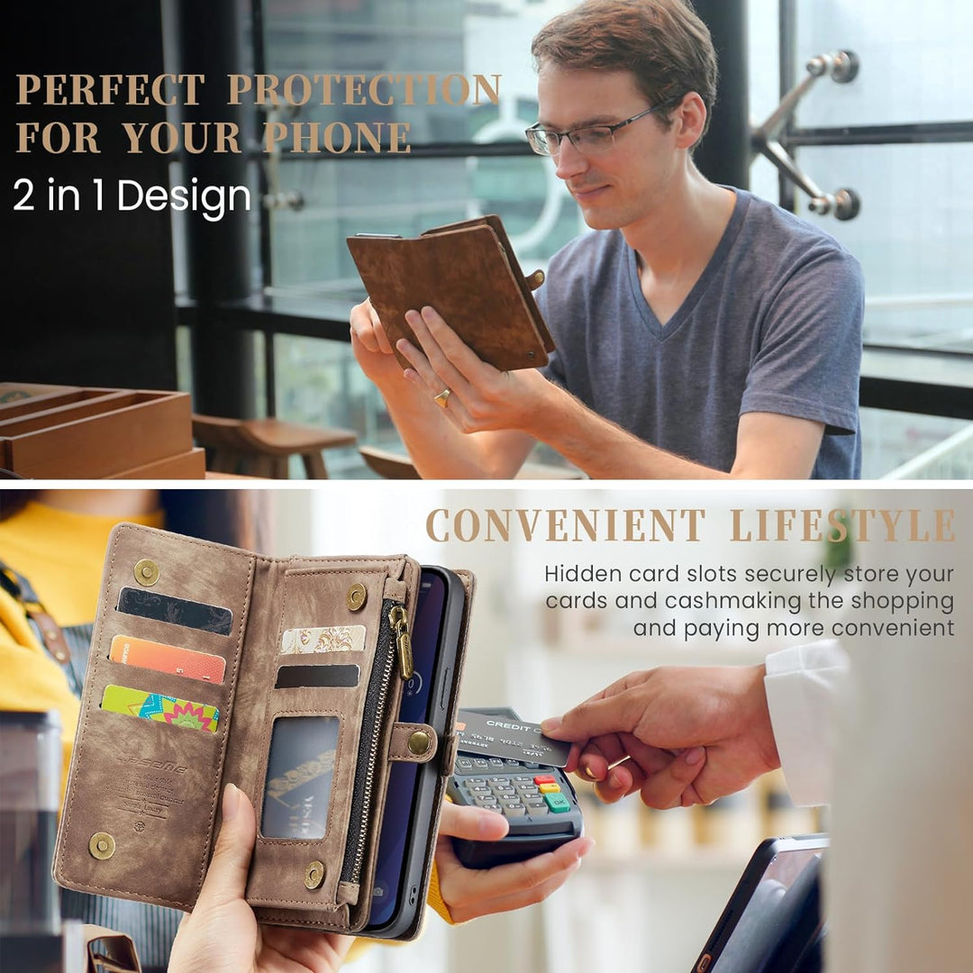 UFinetech für iPhone 15 Plus Hülle, Flip Leder TPU Stossfest Kartenfach Tasche Handyhülle für iPhone