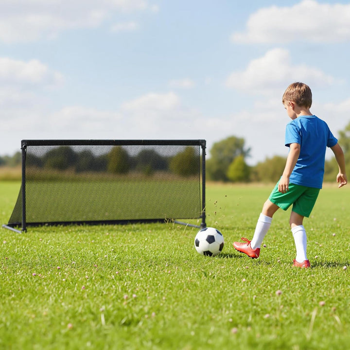 COSTWAY Fussballtor faltbar für Garten Kinder, Fussballtor mit Metallrahmen, wetterfestem PE-Netz &amp;