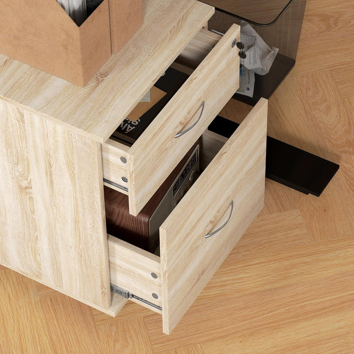 HOMCOM Abschliessbarer Aktenschrank mit 2 Schubladen, mobiler Aktenschrank für Home Office, kleiner