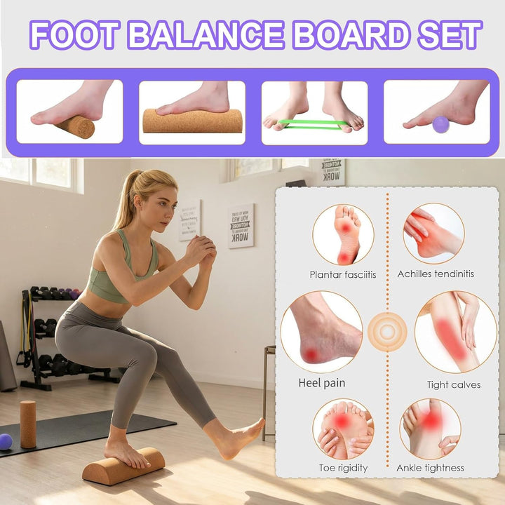 Fuss Training Kork Balance Board Set Halbe Korkrolle Fusstrainer Fuss Fitness Krafttrainer Kork Halb