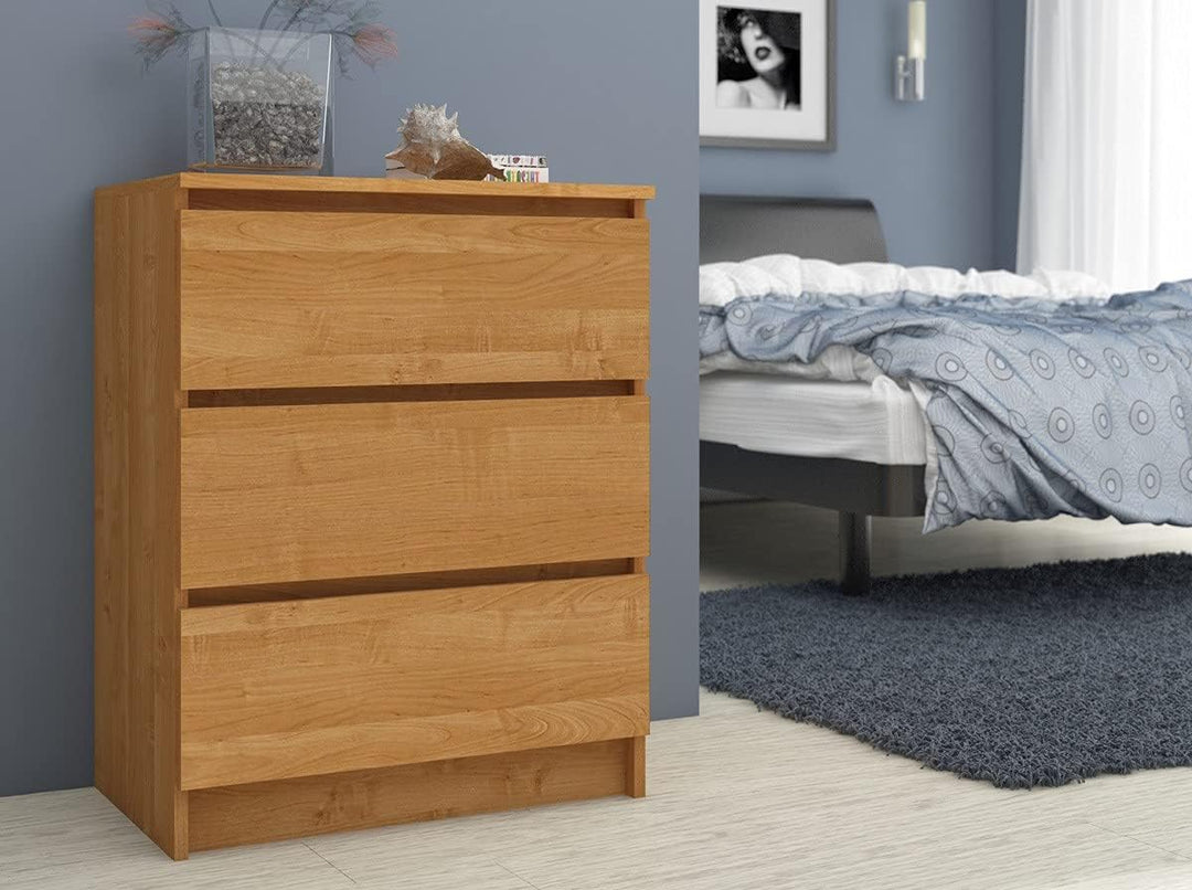 AKORD Kommode K60 mit 3 Schubladen | für das Wohnzimmer Schlafzimmer Schrank Büro Arbeitszimmer | Mo