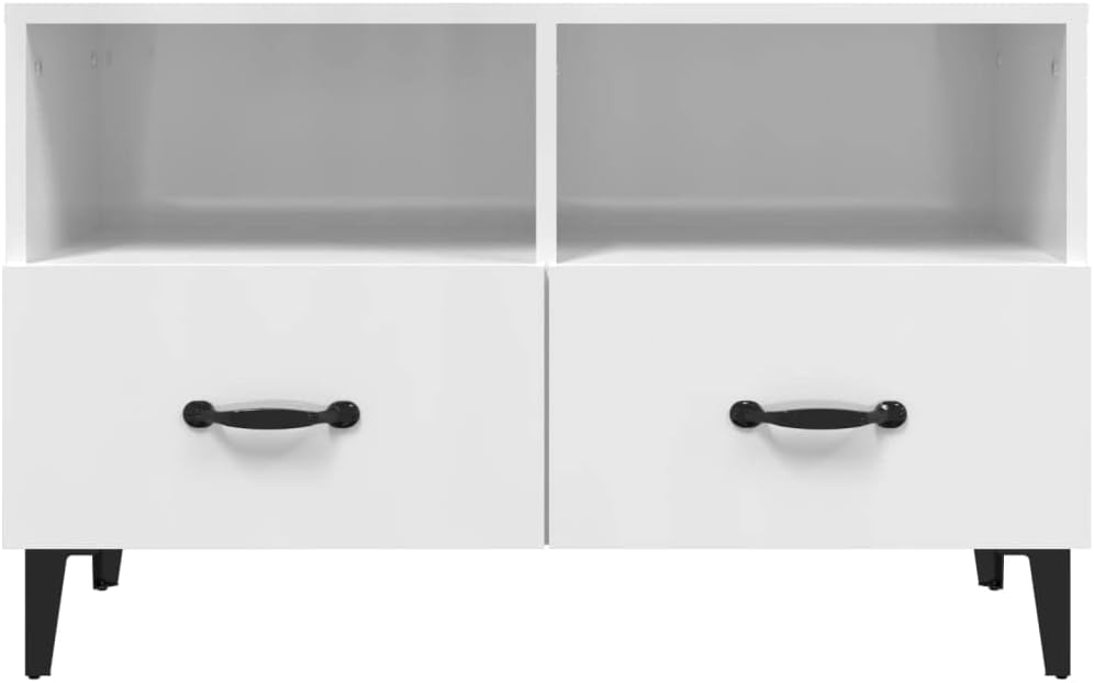 homiuse TV-Schrank TV Lowboard Hochglanz-Weiss 80x36x50 cm Holzwerkstoff TV Tisch TV Board Fernsehsc