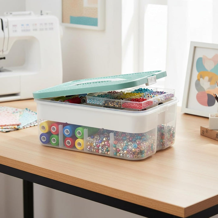 Aufbewahrungsboxen mit Deckel für Lego, Bausteine Boxen Aufbewahrung Spielzeugkiste mit Gebäude Grun