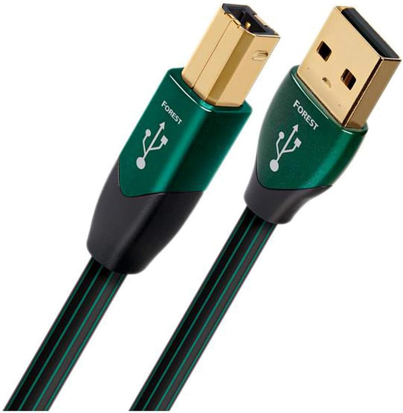 AudioQuest Forest Adapterkabel USB-A zu USB-B, Stecker auf Stecker, 3 m, Schwarz/goldfarben