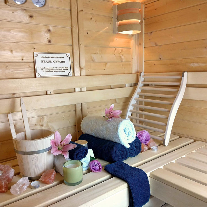 2X HOFMEISTER® Sauna Rückenlehne aus hochwertigem Linden-Holz, 51 cm, ergonomisch geformt, Made in E