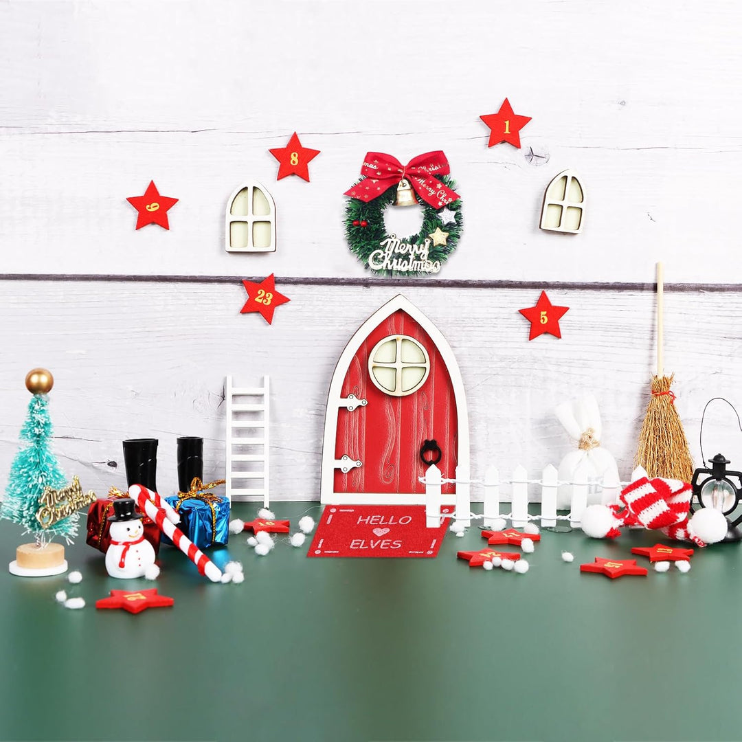 Wichteltür Weihnachten 40Pcs Wichtel Zubehör Miniatur Rot Wichteltür Zubehör Weihnachtsdeko Elfentür