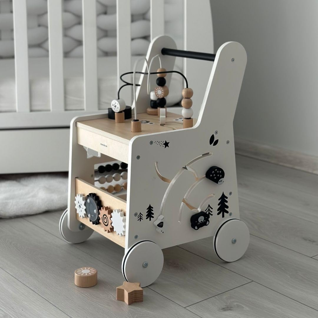 Mamabrum, Lauflernhilfe aus Holz, Lauflernwagen mit 6 in 1 Funktionen, Spielzeug für die Früherziehu
