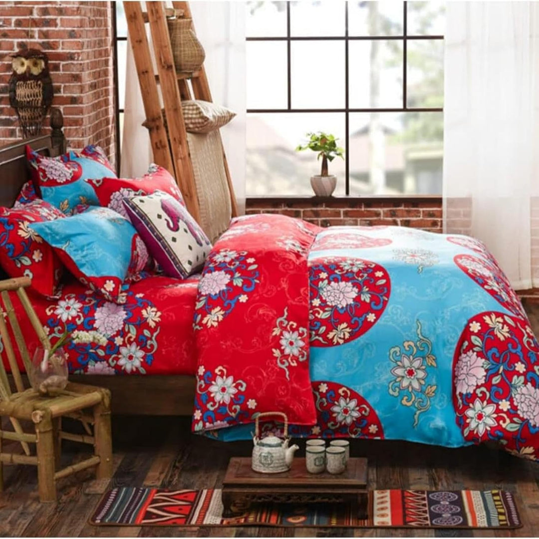 Freyamy Bohemian Bettwäsche 135x200cm Boho Indischen Mandala Bettwaren-Sets Bunt Vintage Exotische Ä