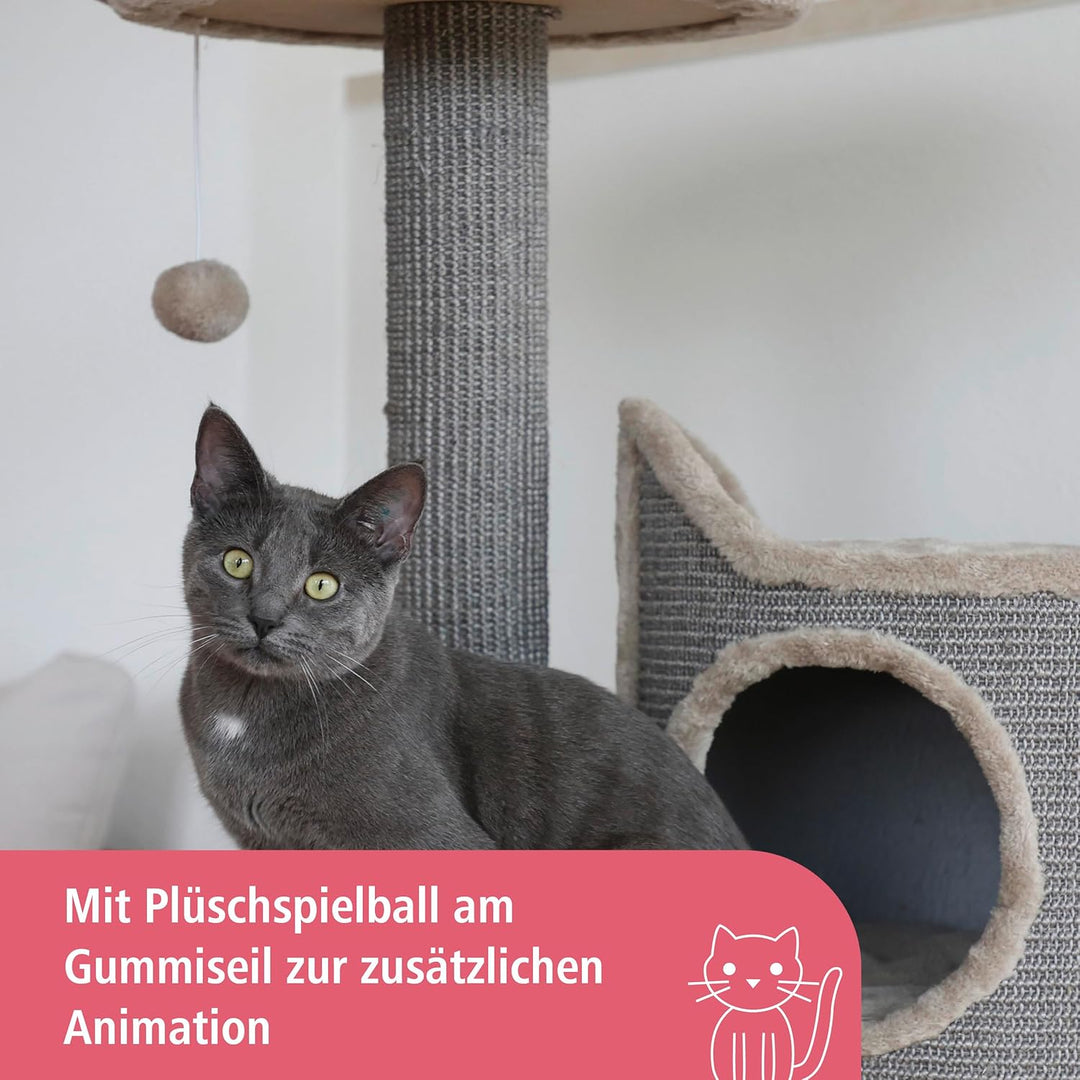 Kerbl Pet Kratzbaum Tiana, Katzenkratzbaum, grau, 73,5x45x130cm, für Mehrkatzenhaushalt, Sisalkratzf