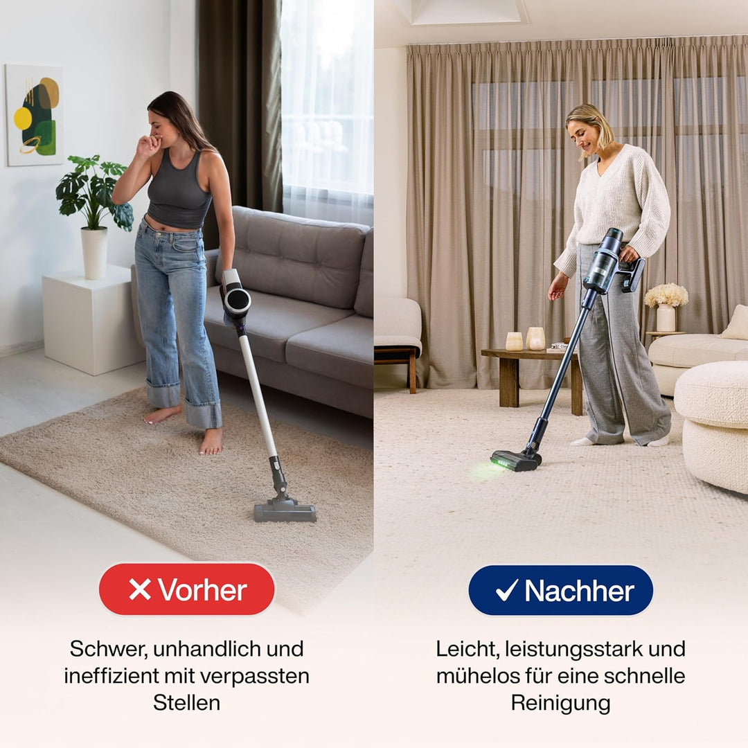 Samako CleanDetect Handstaubsauger Akku – 450W Leistungsstarker Stielstaubsauger mit LED-Schmutzerke