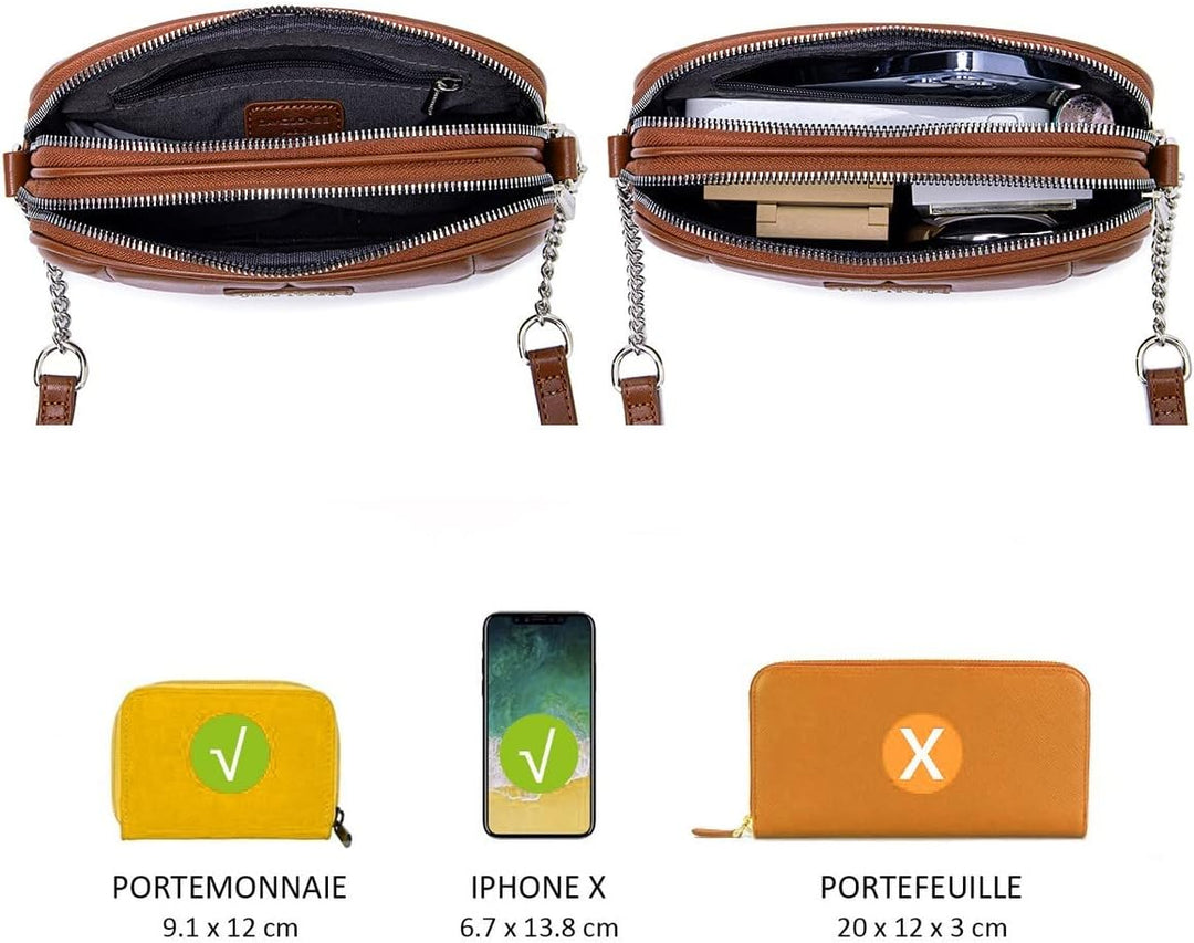 David Jones - Dämen Kleine Umhängetasche - Frau Mini Handtasche PU Leder - Handy Tasche Multi Tasche