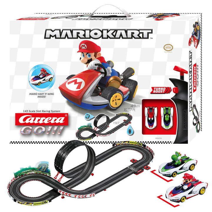 Carrera Go!!! Mario Kart™ - P-Wing Set Rennbahn mit Mario und Yoshi | 2 Slotcars inkl. 2 Handregler