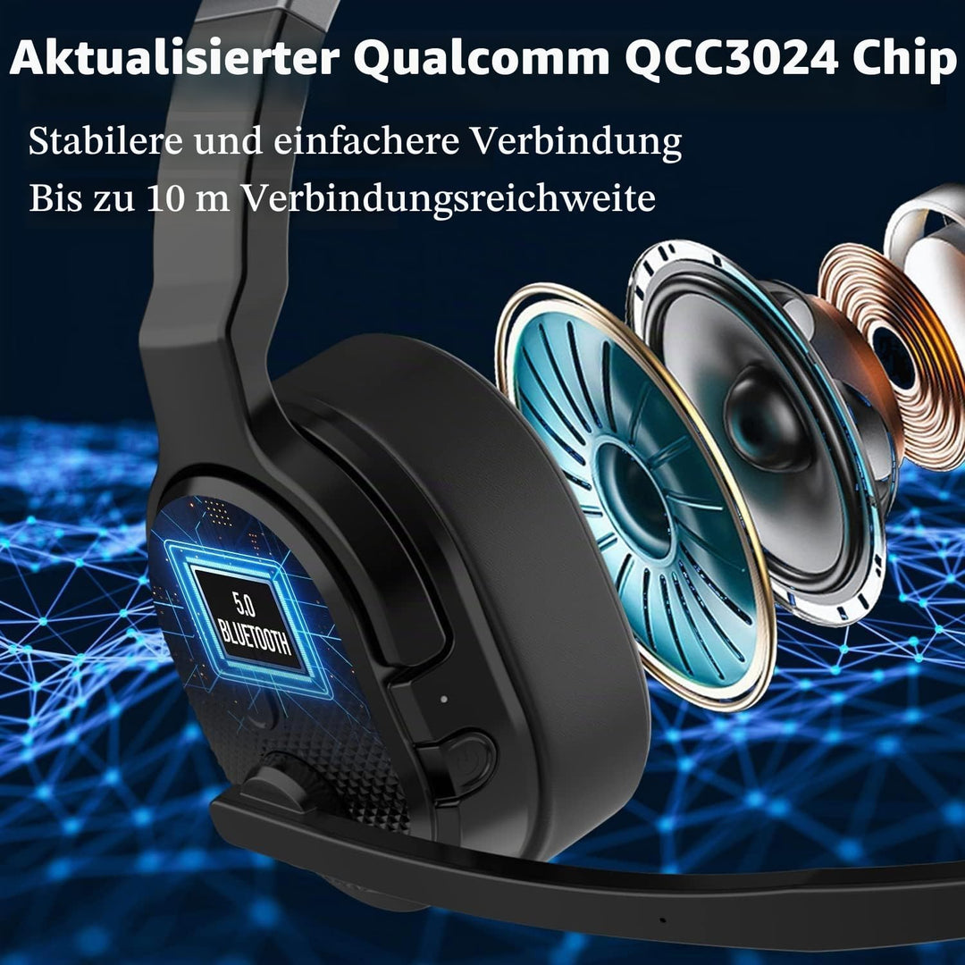 ANSTEN Headset mit mikrofon Bluetooth mit ANC &amp; 40h Akkulaufzeit – Ultra-Komfortables Bluetooth Head