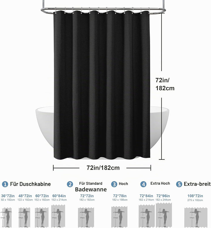 Duschvorhang Leinen mit Metall Duschvorhangringe Stoff Textil Badewannenvorhang Anti Schimmel Bad Vo