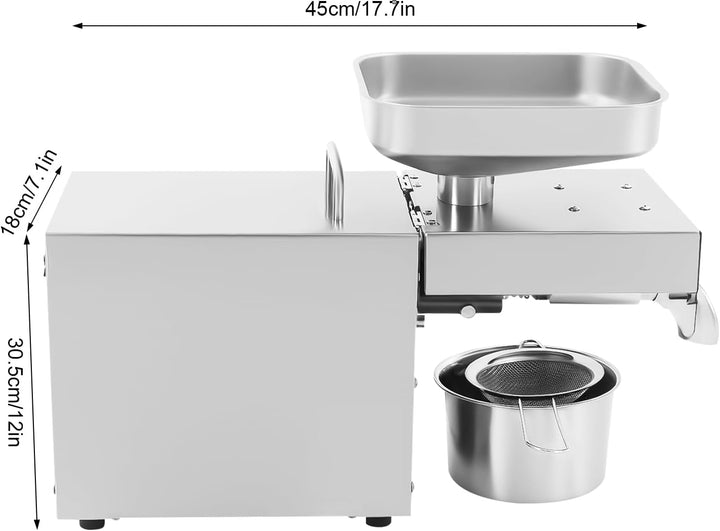 610W Edelstahl Ölpresse | Automatische Kalt und Heiss Ölpresse Maschine | Elektrische Ölmühle Einste
