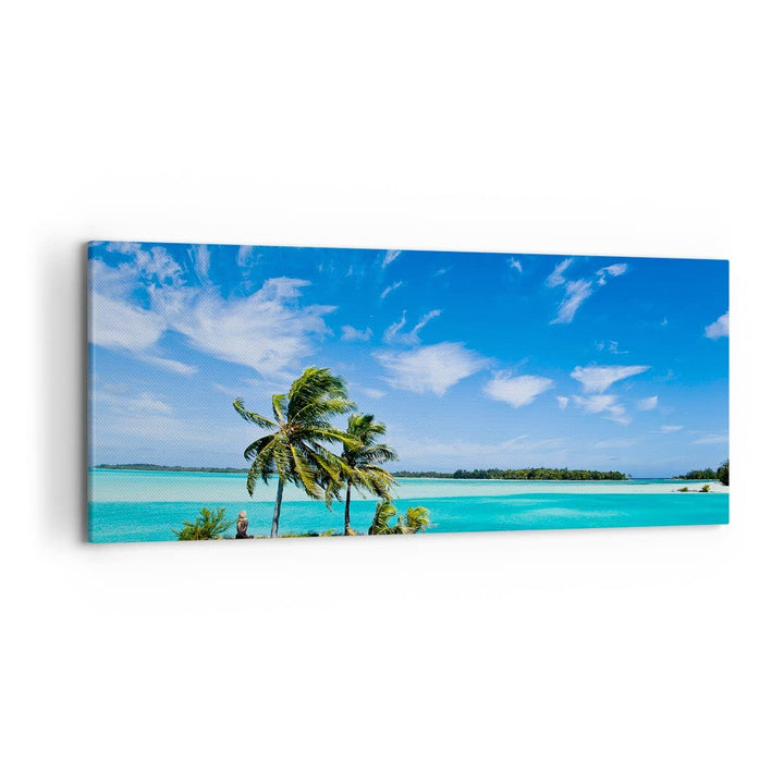 Wandbilder Dekoration Wohnzimmer Tahiti Insel Bora entspannend Panorama Bilder auf Leinwand 120x50cm
