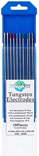 TEN-HIGH WIG Wolfram Elektrode Mischverpackung 2,4 x 175 mm Wolframnadeln für WIG Schweissen, ingesa