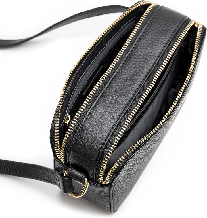 Lazarotti Bologna Leder Umhängetasche Damen | 2 Hauptfächer & längenverstellbarer Schulterriemen | m