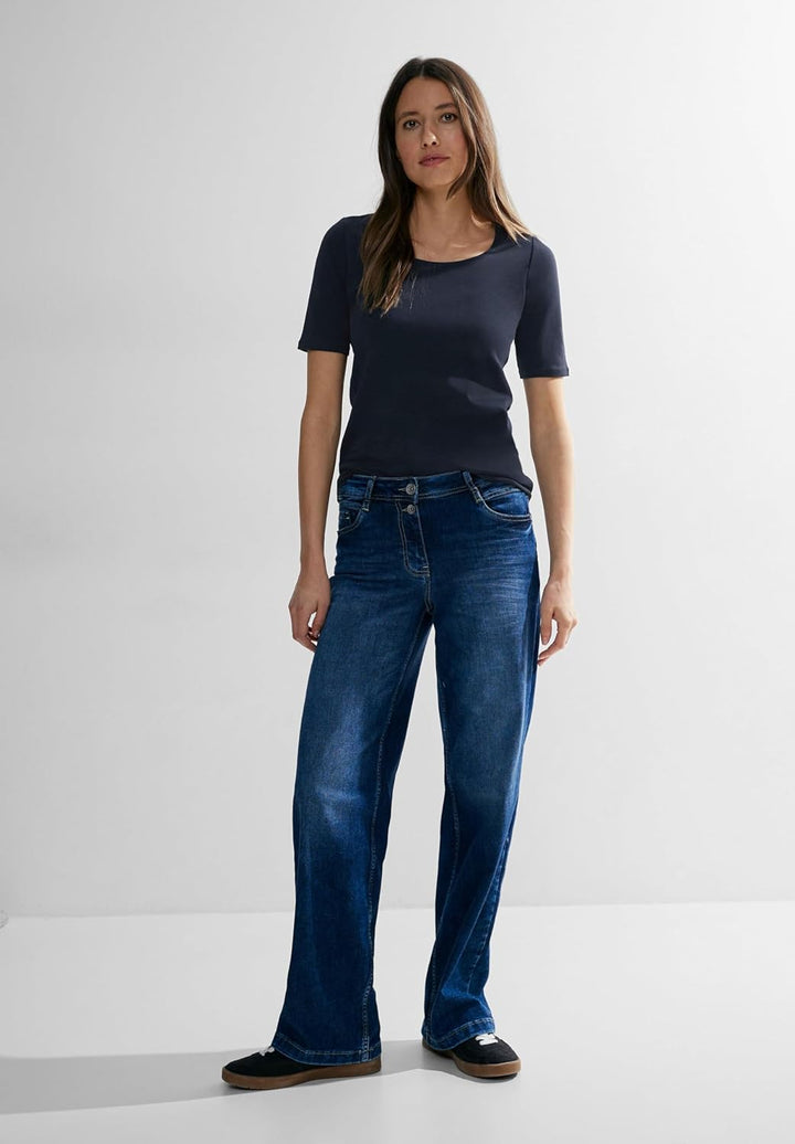 Cecil Damen Style Lena Basic T-Shirt Baumwolle S Universal Blue, S Universal Blue