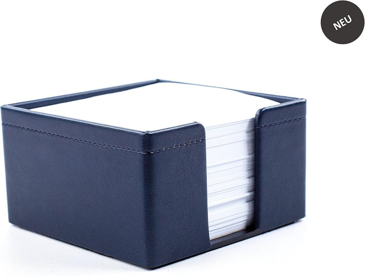 DELMON VARONE - Zettelkasten aus veganem Kunstleder Blau - Zettelbox inkl. 500 Blatt Papier - Notizz
