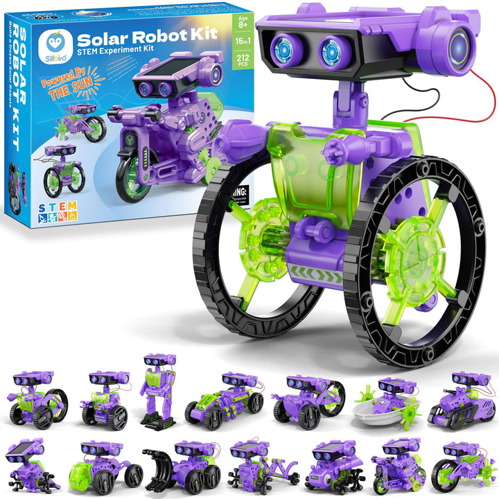 Sillbird 15-in-1 Solar Roboter Kinder Spielzeug ab 8 Jahre, Solar und batteriebetriebener Motor mit